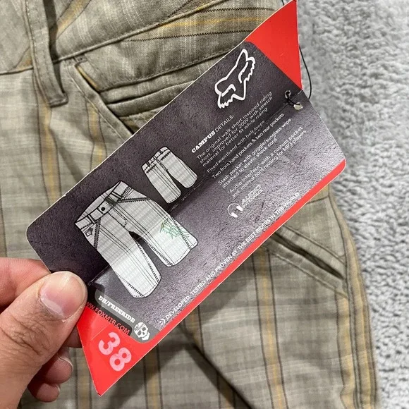 Fox Racing Skater Chino Shorts Men's 38 Dad Casual Plaid Dark Khaki - Picture 7 of 13